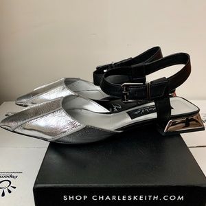 Silver Ankle Strap Leather Sandals